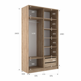 Шкаф-купе Эста 2-х дверный ДСП/Стекла пудра/Доводчик 180х66х240