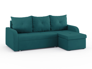 Диван-кровать угловой Мини Люкс трехсекционная еврокнижка, велюр