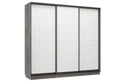 Шкаф-купе Премьер 36  (01РБ;01РБ;01РБ) фасады ромб белый/трёхдверный/Профиль чёрный муар