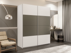 Шкафы-купе 2-х дверные, Шкаф-купе Эста 2-х дверный ДСП/Стекла хаки/Доводчик 160х66х240