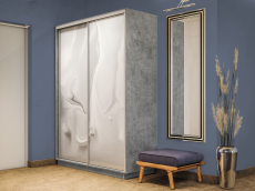 Шкафы-купе 2-х дверные, Шкаф-купе Экспресс 2-х дверный Фотопечать Шелк Стекла 160х60х240