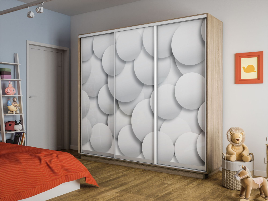 Шкафы-купе 3-х дверные, Шкаф-купе Экспресс 3-х дверный Фотопечать Шары Стекла 210х60х220