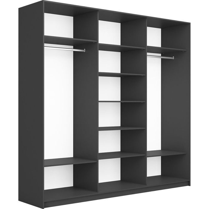 Шкафы-купе 3-х дверные, Шкаф-купе Прайм Широкий 3-х дверный Стекла пудра/Доводчики 240х57х230