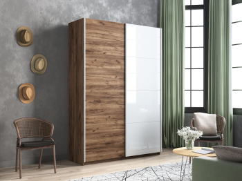 Шкаф-купе Прайм 2х дверный ДСП/Белый Глянец 140х57х230