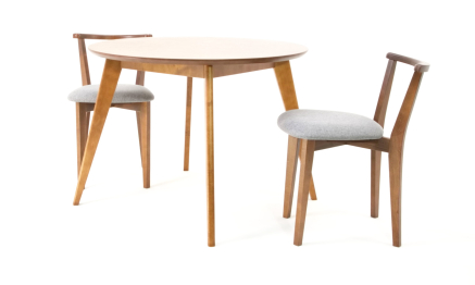 Стол Сканди К 100 орех со стульями Франк орех рогожка серый