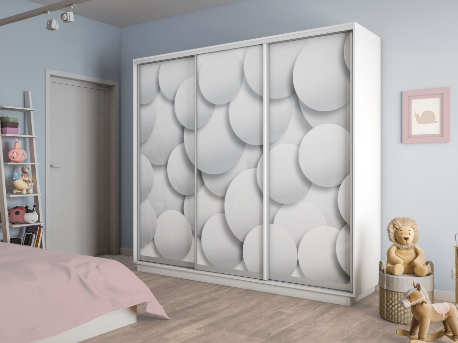 Шкафы-купе 3-х дверные, Шкаф-купе Экспресс 3-х дверный Фотопечать Шары Стекла 210х45х220