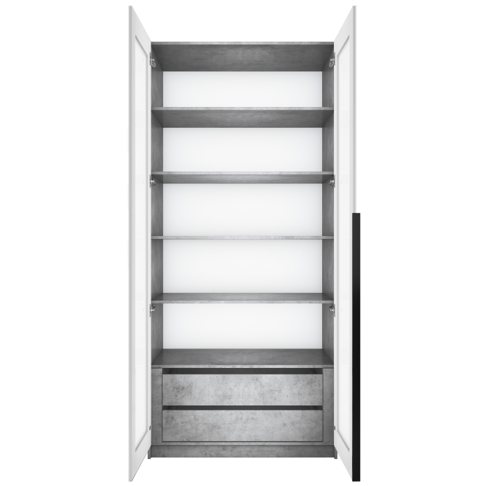 Шкафы распашные, Шкаф распашной Е1 Локер 101x52.5x220 см, с белым стеклом , полками и модулем