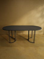Обеденные столы, Стол овальный обеденный с черным металлическим подстольем VIOLUR 200