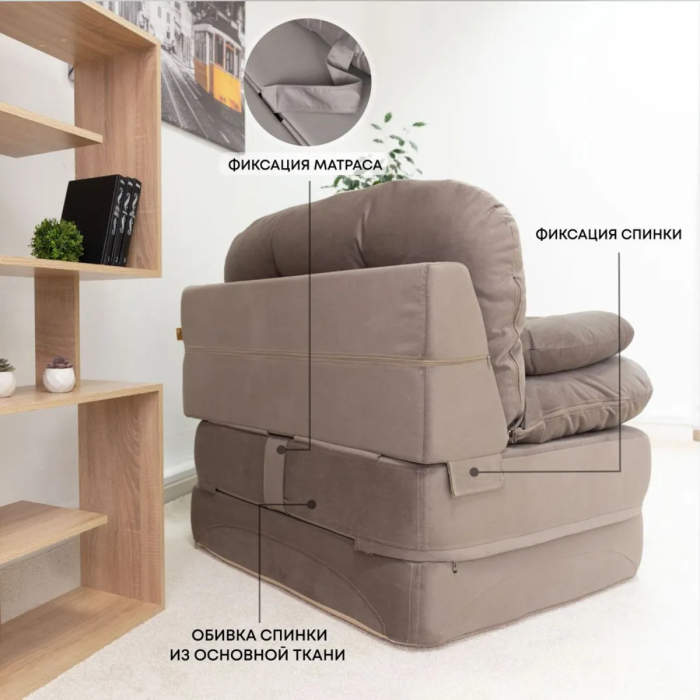 Детские диваны, Бескаркасное кресло-кровать Клиффорд 900*950мм  велюр