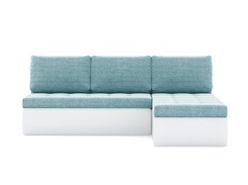 Диван-кровать угловой Кормак без подлокотников, рогожка +кож.зам белый