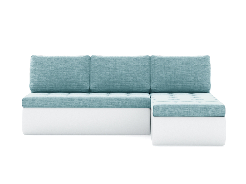 Диваны угловые в гостиную, Диван-кровать угловой Кормак без подлокотников, рогожка +кож.зам белый