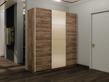 Шкаф-купе Эста 3-х дверный ДСП/Стекла фисташка/Доводчик 270х66х240