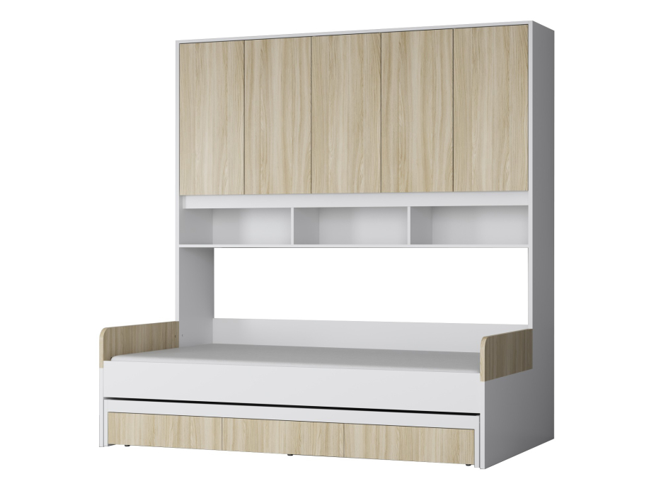 Кровати одноярусные, Кровать с антресолью ДЕЛЬТА Next 21.04 (Белый)