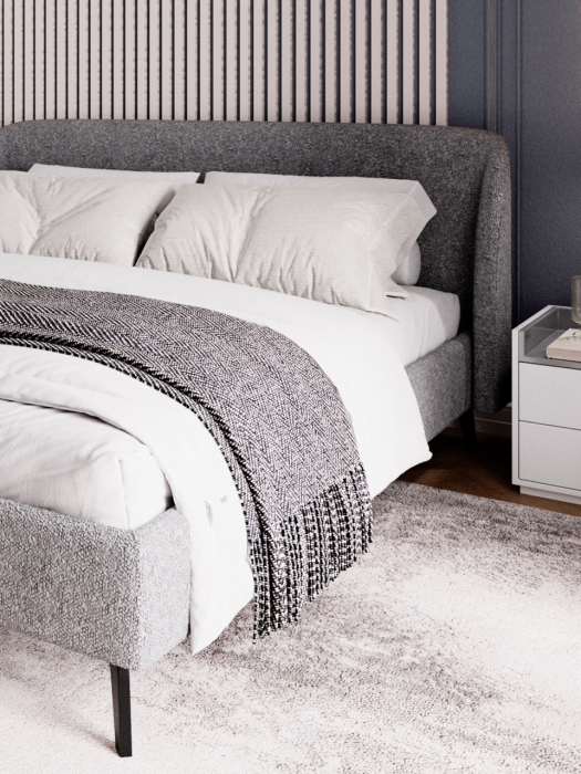 Кровати 160 см, Кровать двуспальная 160х200  на ножках букле