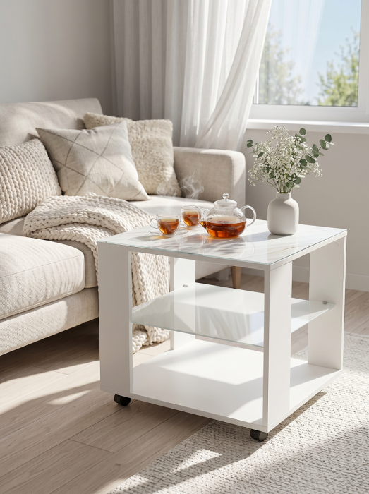 Журнальные столики, Стол журнальный БьютиСтайл 5 белый/Luminar 189