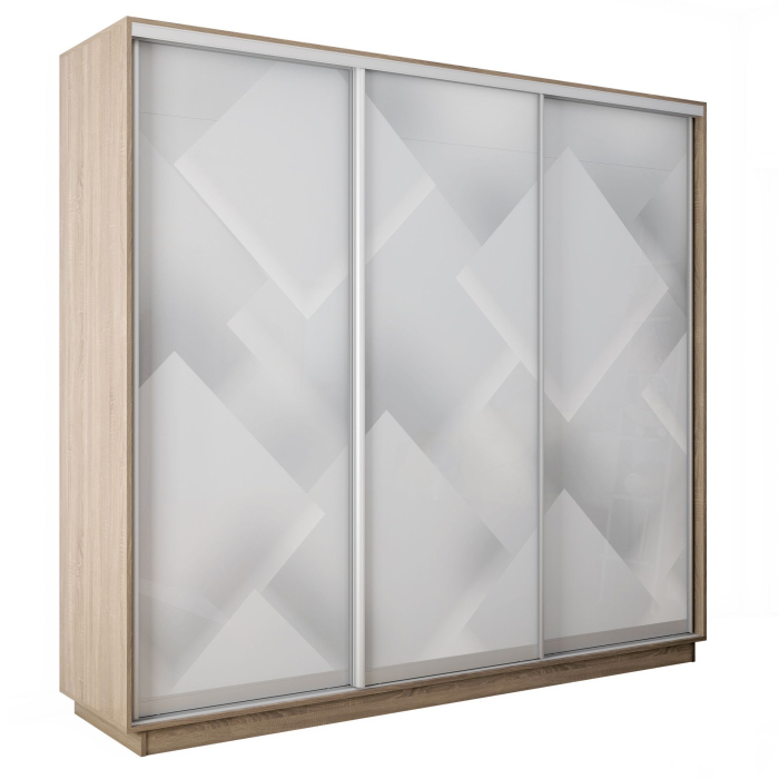 Шкафы-купе 3-х дверные, Шкаф-купе Экспресс 3-х дверный Фотопечать Квадрат Стекла 180х60х220