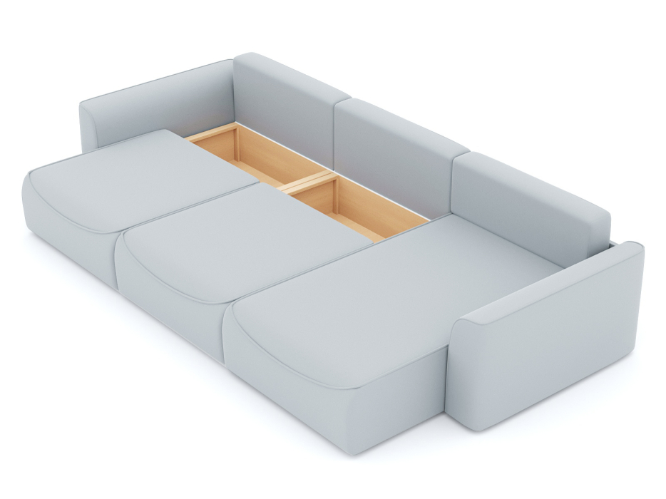Диваны угловые в гостиную, Диван-кровать угловой Рафаэль 3 секции еврокнижка НПБ, велюр
