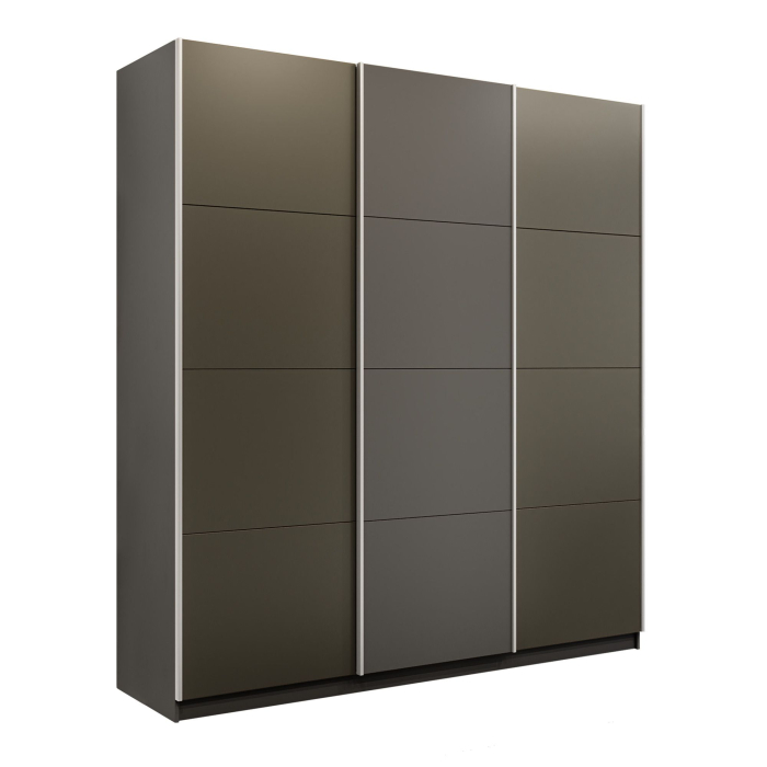 Шкафы-купе 3-х дверные, Шкаф-купе Прайм Широкий 3-х дверный Стекла хаки/ДСП/Доводчики 240х57х230