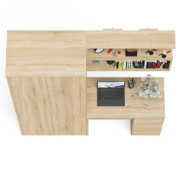 Шкаф двудверный Мори МШ800.1 с письменным столом МС-6 правый и навесной полокой
