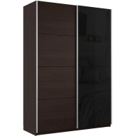 Шкафы-купе 2-х дверные, Шкаф-купе Прайм 2х дверный ДСП/Стекло черное 160х57х230