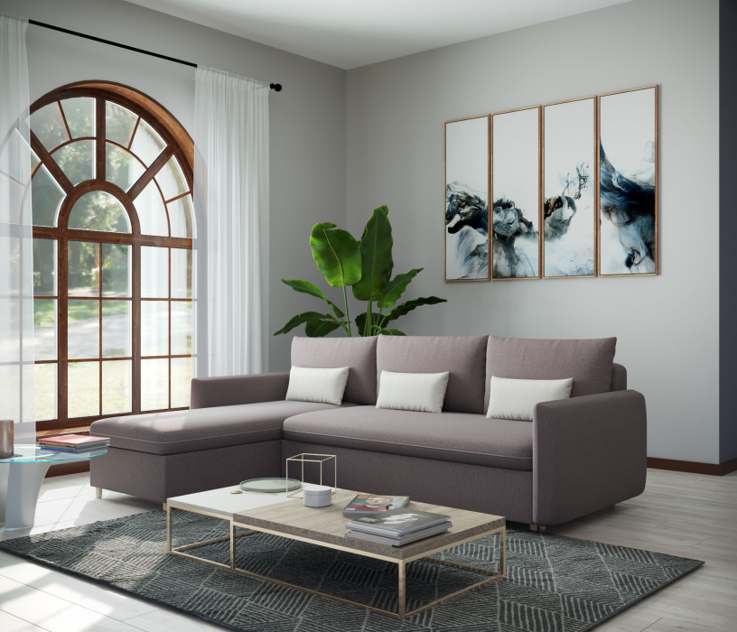 Диваны угловые в гостиную, Диван-кровать угловой Рон 2 пантограф,велюр