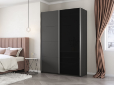 Шкафы-купе 2-х дверные, Шкаф-купе Прайм 2х дверный ДСП/Стекло черное 160х57х230