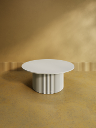 Стол круглый журнальный с белым металлическим подстольем GENGLASS TRUBIS Wood 100