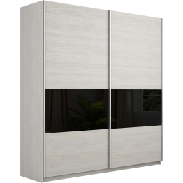 Шкаф-купе Широкий Прайм 2-х дверный ДСП/Стекло черное/Доводчики 220х57х230