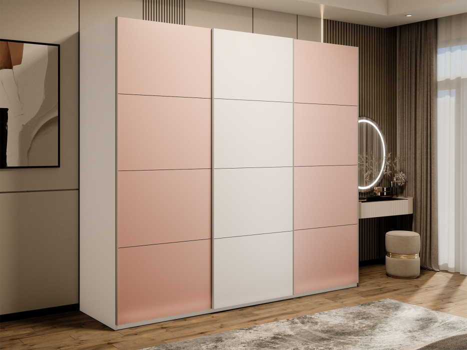 Шкафы-купе 3-х дверные, Шкаф-купе Эста 3-х дверный ДСП/Стекла пудра/Доводчик 300х66х240
