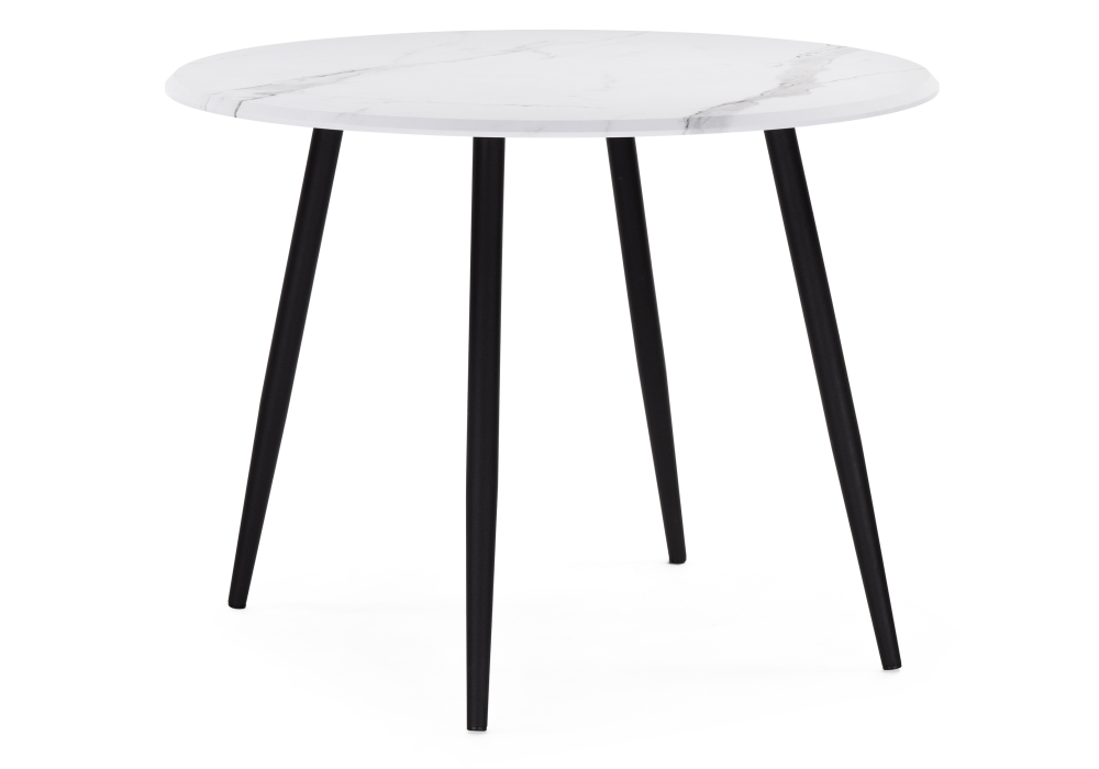 Обеденные столы, Стол деревянный Абилин 100 мрамор белый черный матовый