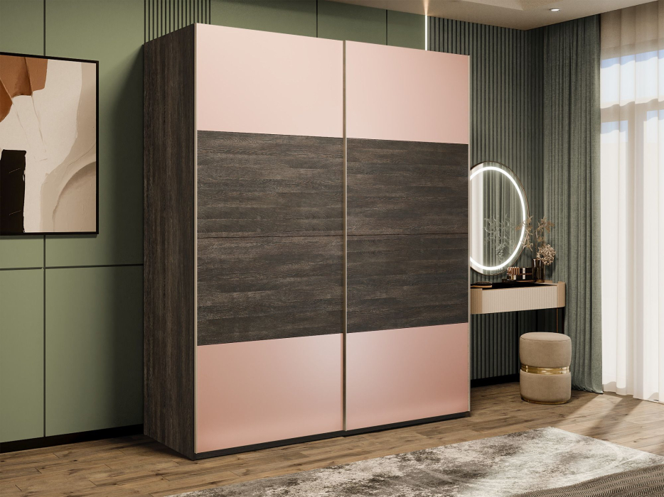 Шкафы-купе 2-х дверные, Шкаф-купе Эста 2-х дверный ДСП/Стекла пудра/Доводчик 180х66х240