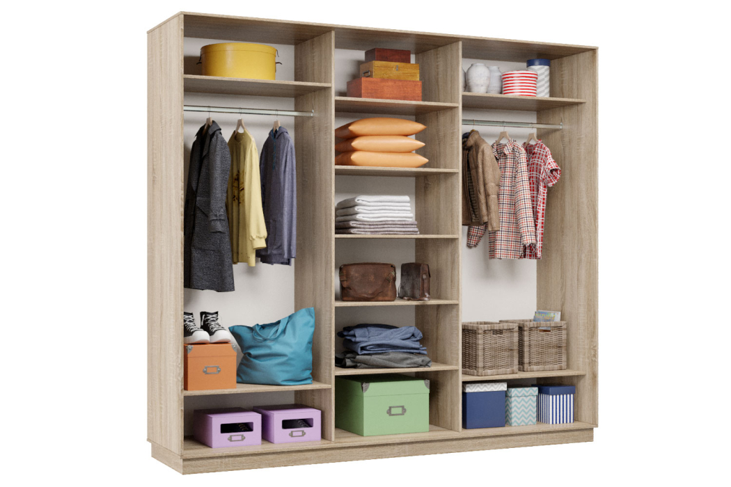 Шкафы-купе 3-х дверные, Шкаф-купе Премьер Лайт 54 (08;11;08) трехдверный