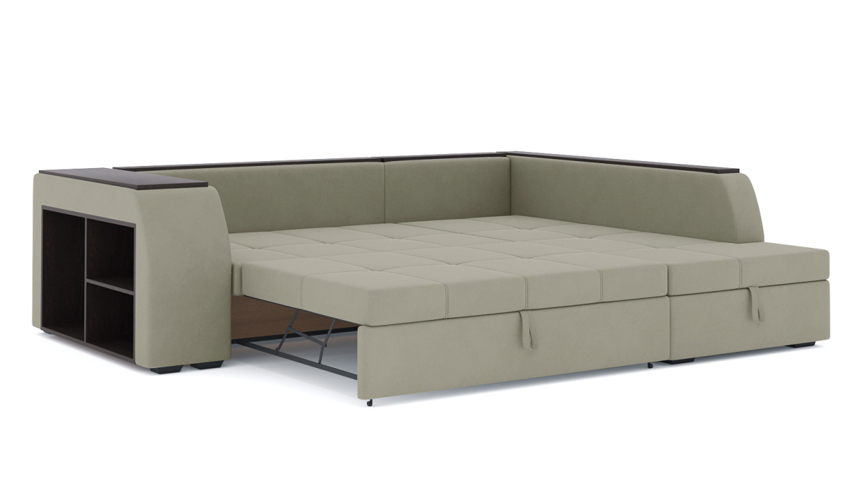 Диваны угловые в гостиную, Диван-кровать угловой Брюссель дельфин, велюр