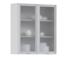 Навесные, Регина РП-180 Полка Белый/Витрина алюминий Белый глянец/стекло Сатин