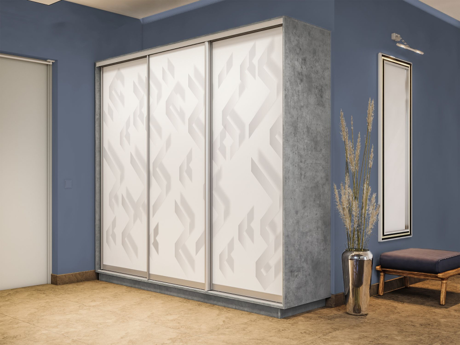 Шкафы-купе 3-х дверные, Шкаф-купе Экспресс 3-х дверный Фотопечать Ленты Стекла 240х45х220