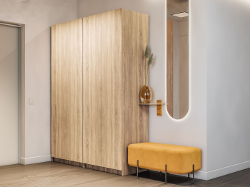 Распашной шкаф Локер 800+800 (Гармошка с системой Push to Move/Левый) с полками