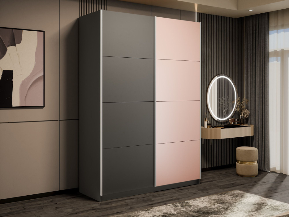 Шкафы-купе 2-х дверные, Шкаф-купе Прайм 2-х дверный ДСП/Стекло пудра/Доводчики 160х57х230