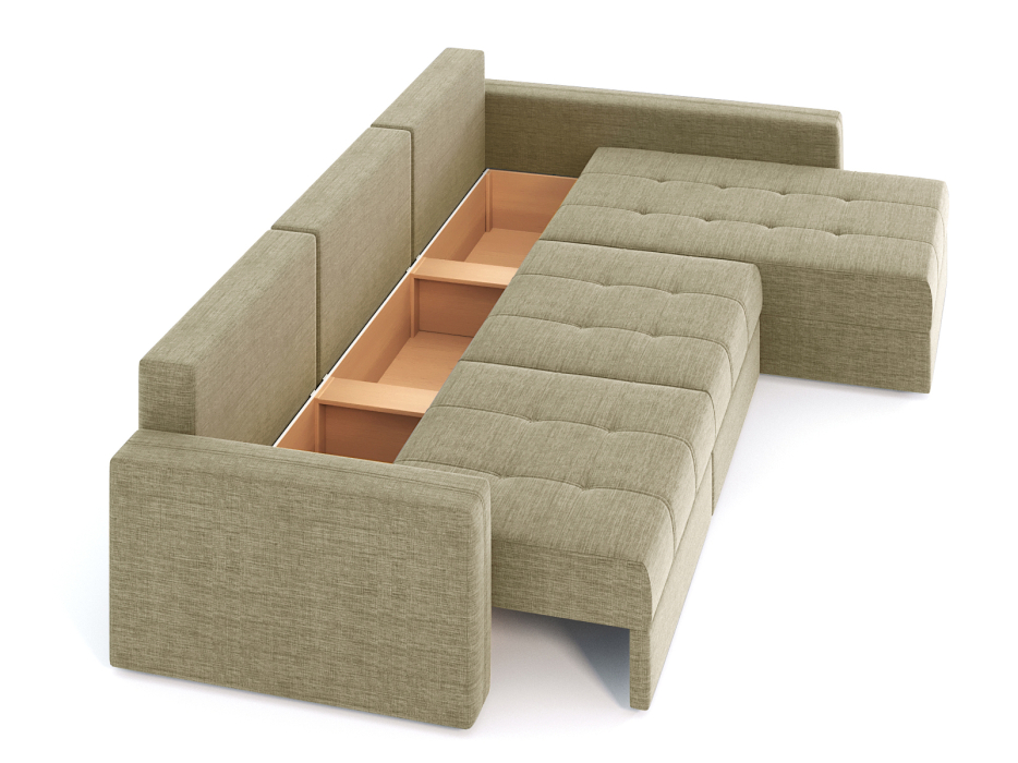 Диваны угловые в гостиную, Диван-кровать угловой Брест 3 секции еврокнижка, рогожка