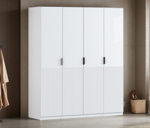 Шкаф четырехдверный Макс 2000 мм, вариант №1 (ЛДСП/МДФ)