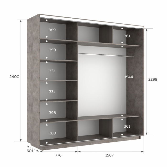 Шкафы-купе 3-х дверные, Шкаф-купе Экспресс 3-х дверный Фотопечать Калейдоскоп Стекла 240х60х240