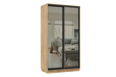 Шкаф-купе Премьер 03 (01ЗГ;01ЗГ) фасады зеркало графит/двухдверный/Профиль чёрный муар