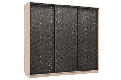 Шкаф-купе Премьер 34 (01РЧ;01РЧ;01РЧ) фасады ромб чёрный/трёхдверный/Профиль чёрный муар