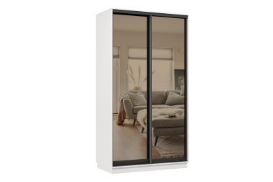 Шкаф-купе Премьер МИНИ 04 (01ЗБ;01ЗБ) фасады зеркало бронза/двухдверный/Профиль чёрный муар