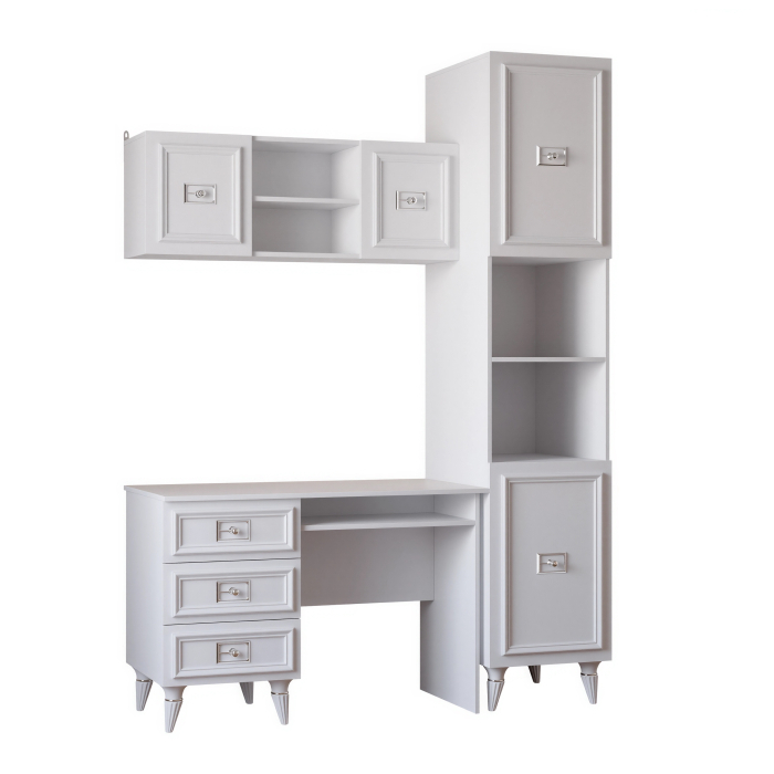 Настенные полки, Шкаф Валенсия навесной 110х35х40 см серебро