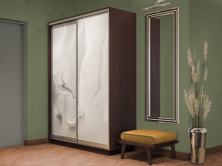 Шкафы-купе 2-х дверные, Шкаф-купе Экспресс 2-х дверный Фотопечать Шелк Стекла 160х45х240