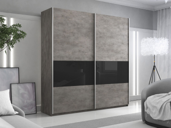 Шкаф-купе Прайм 2х дверный ДСП/Стекло черное 160х57х230