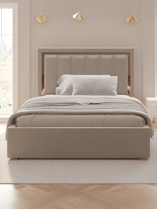 Мягкая кровать, Кровать Валенсия с подъемным механизмом 140х200 см велюр, золото