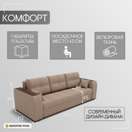 Прямой диван Сенатор-1 ППУ, велюр