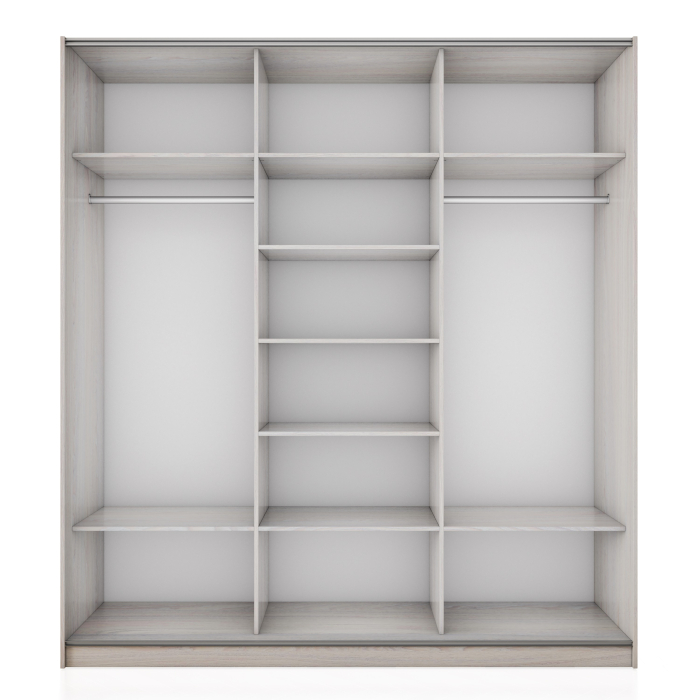 Шкафы-купе 3-х дверные, Шкаф-купе Широкий Прайм 3-х дверный Зеркала/ДСП/Доводчики 240х57х230