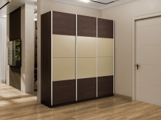 Шкафы-купе 3-х дверные, Шкаф-купе Эста 3-х дверный ДСП/Стекла фисташка/Доводчик 270х66х240